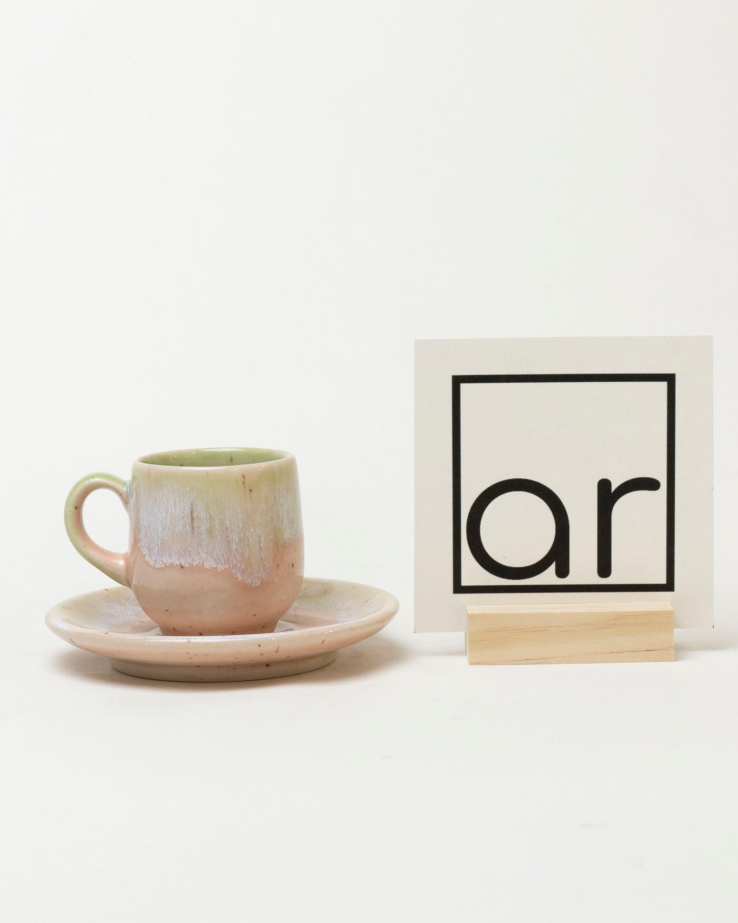 Filiżanka do espresso – pastelowa zieleń i róż