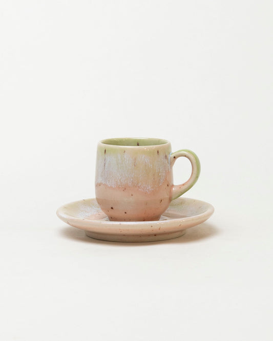 Filiżanka do espresso – pastelowa zieleń i róż