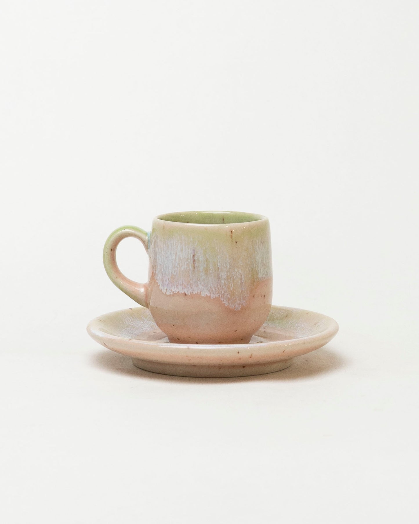 Filiżanka do espresso – pastelowa zieleń i róż