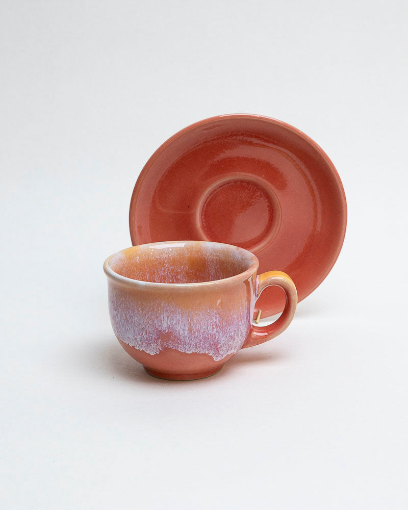 Filiżanka z talerzykiem – malinowy zachód